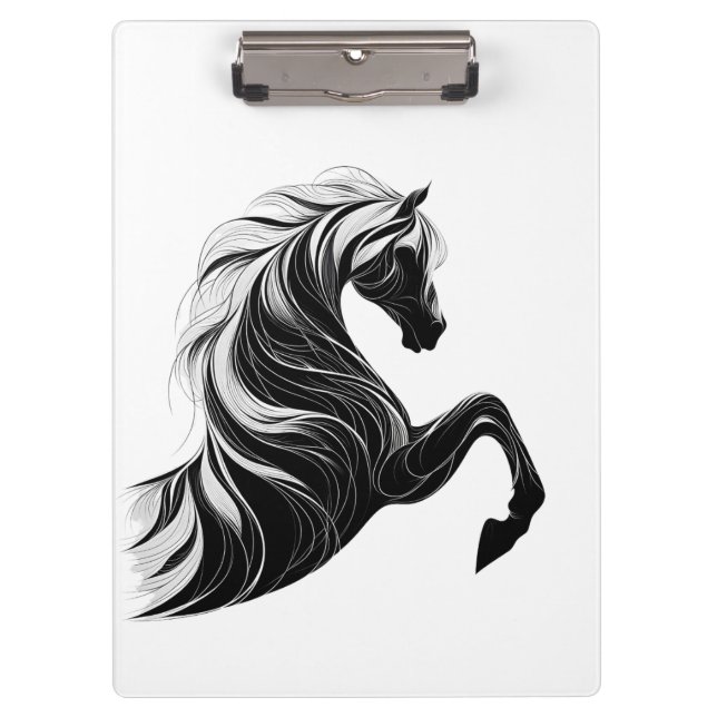 Pranchetas Bolsa com Design de Cavalo Negro e Branco (Frente)