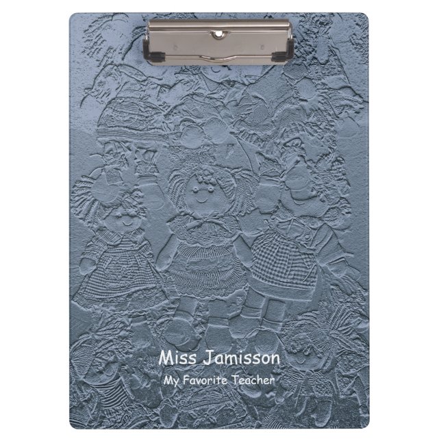 Pranchetas Bonecas Azuis Claras, Meu Professor Favorito, Nome (Frente)