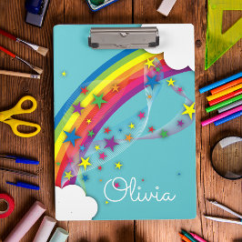 Pranchetas Bonita Bonito Rapariga Arco-Íris Estrelas Céu Nuve