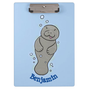 Pranchetas Bonito bebê manateado com ilustração de bolhas