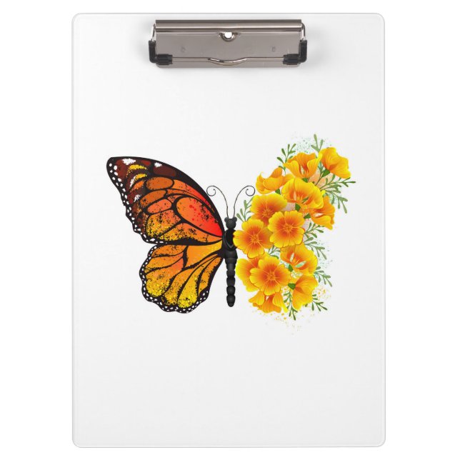 Pranchetas Borboleta Flor com Papagaio Amarelo da Califórnia (Frente)