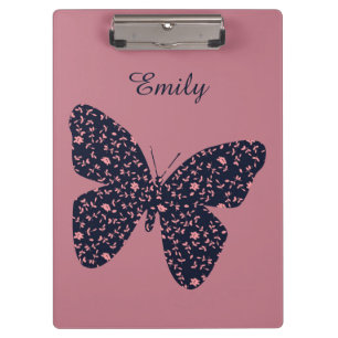 Pranchetas Borboleta Floral Rosa e Violeta Personalizada