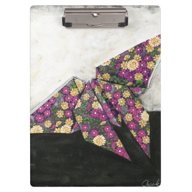 Pranchetas Borboleta Origami em Papel Floral (Frente)
