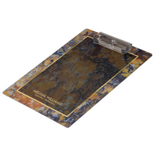 Pranchetas Borda Dourada de Pedra Marble Castanho Faux