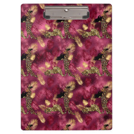 Pranchetas Bordô e Dourado Série Leopardo Design 10