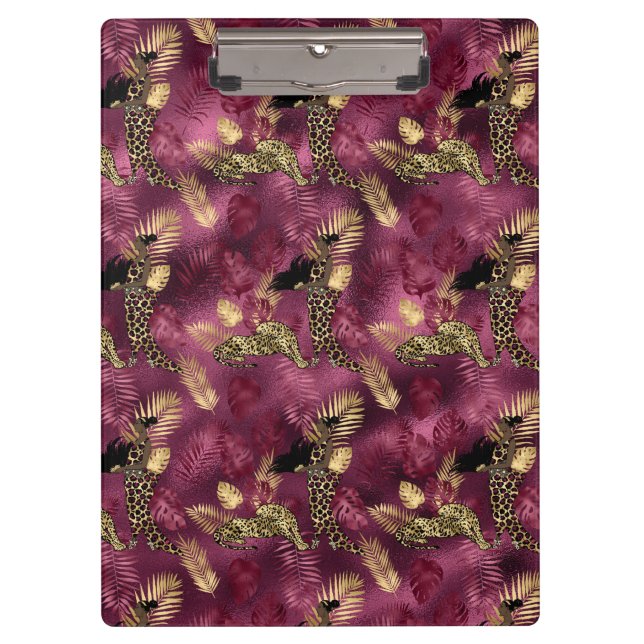 Pranchetas Bordô e Dourado Série Leopardo Design 10 (Frente)