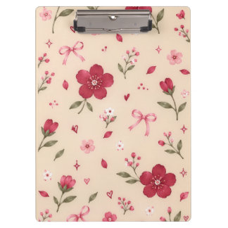 Pranchetas Bordô Romântico e Padrão Floral Cor-de-Rosa com La