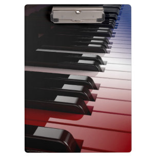 Pranchetas Branco do teclado de piano e azul vermelhos