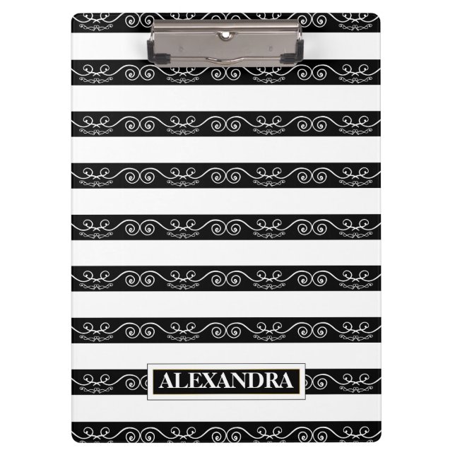 Pranchetas Branco preto moderno listrado (Frente)