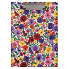 Pranchetas Bright Spring Pansies Floral Garden Pattern