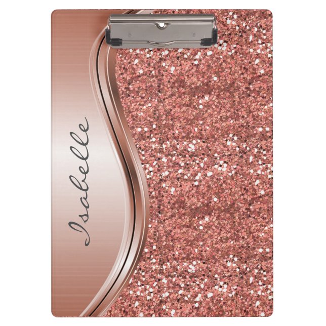 Pranchetas Brilho em Rose Gold Glam Monograma Personalizado (Frente)