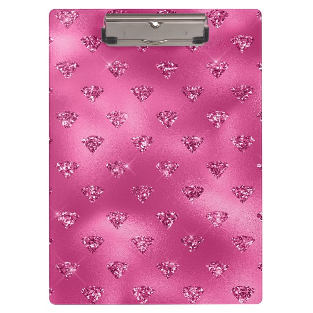 Pranchetas Brilho Rosa Glam Diamantes Brilhantes (Frente)