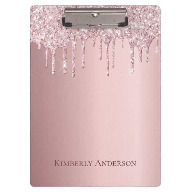 Pranchetas Brilho rosado pingue-gota monograma moderno (Frente)