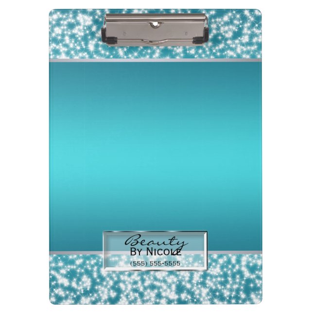 Pranchetas Brilho Teal Aqua Luzes Espelhadas Personalizadas (Frente)