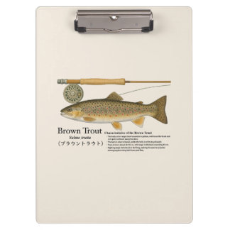 Pranchetas Brown Trout Fly Fishing Illustration Clipboard