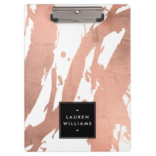 Pranchetas Brushstrokes Dourados abstrato Rosa em Branco
