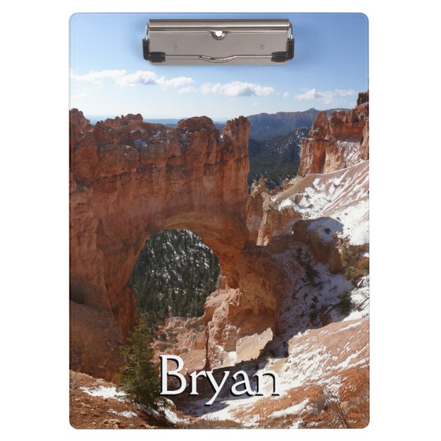 Pranchetas Bryce Canyon Natural Bridge Snowy Landscape Foto (Frente)