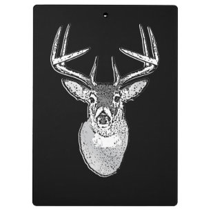 Pranchetas Buck on Black design White Deer