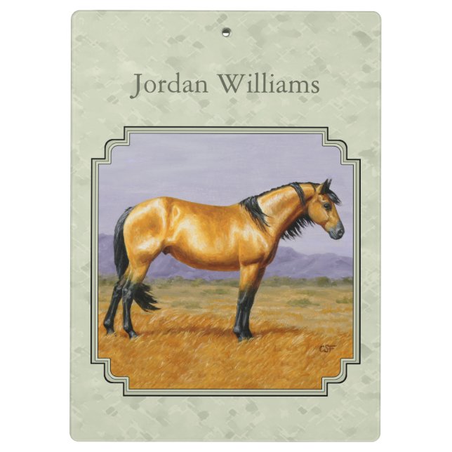 Pranchetas Buckskin Horse Mustang Stallion Sage Green (Verso)