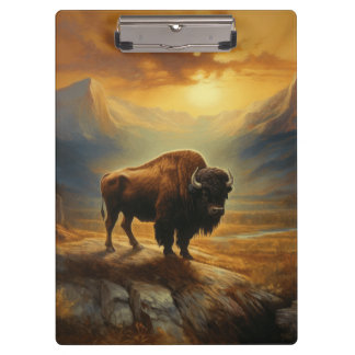 Pranchetas Buffalo Bison Sunset Silhouette