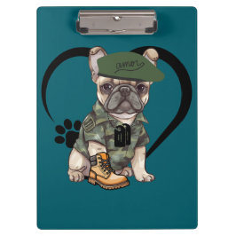 Pranchetas Cachorro Francês em Camo Outfit & Green Beret