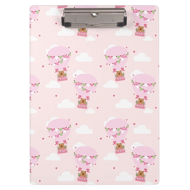 Pranchetas Caderno Balão de Pelúcia Capivara Rosa (Frente)