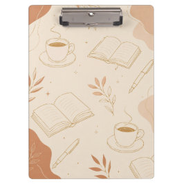 Pranchetas Caderno de Academia de Café e Livros Minimalista