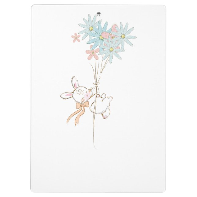 Pranchetas Caderno de coelhos fofos com flores (Verso)