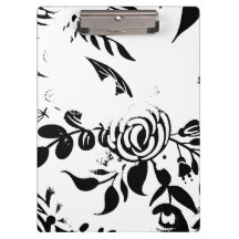 Caderno de Coração Floral Desbotado Preto e Branco