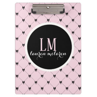 Pranchetas Caderno Monograma com Laço Rosa e Preto