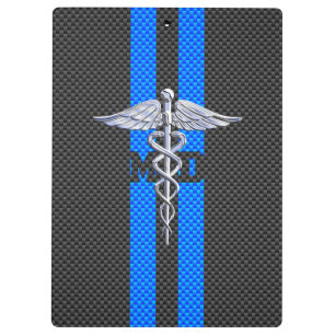 Pranchetas Caduceus do médico DM no impressão da fibra do