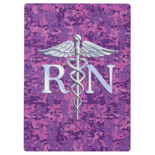 Pranchetas Caduceus do RN da enfermeira diplomada em Camo
