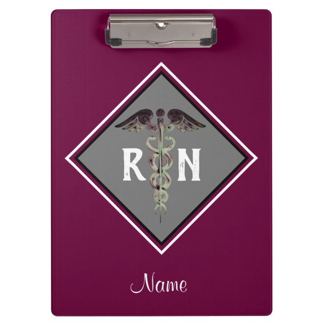 Pranchetas Caduceus personalizado do RN da enfermeira (Frente)