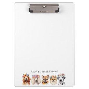 Pranchetas Cães adoráveis com coroa floral, branco de cor aqu