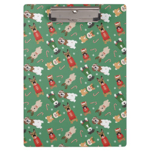 Pranchetas Cães de Natal Padrão Vermelho Verde