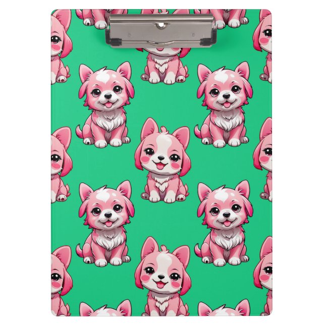 Pranchetas Cães Fofo Rosa - Verde  (Frente)