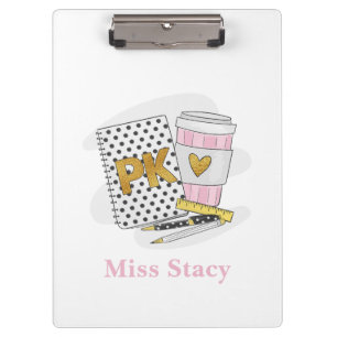 Pranchetas Café de Notebook Branco Personalizado Pré-K Profes