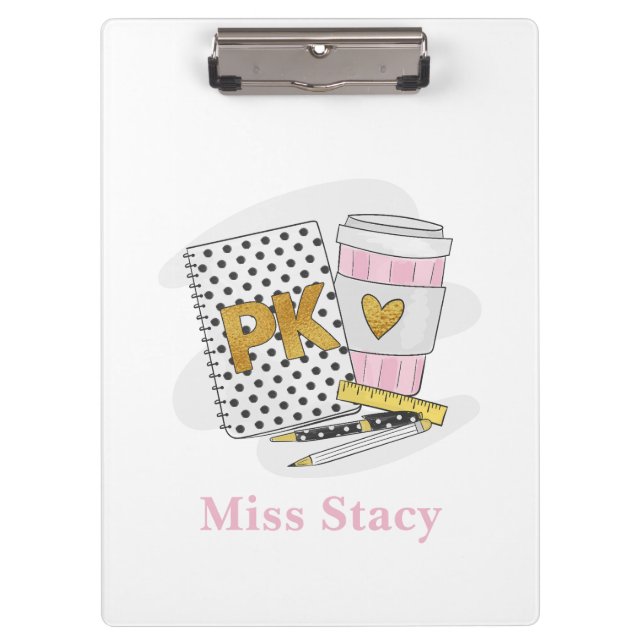 Pranchetas Café de Notebook Branco Personalizado Pré-K Profes (Frente)