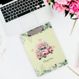 Pranchetas Caminhão de Aquarela Rosa, Encantado, Verde Floral