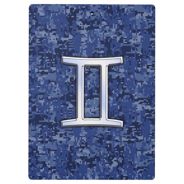 Pranchetas Camo Digital Azul Marinho Símbolo Zodiac Moderno G (Verso)