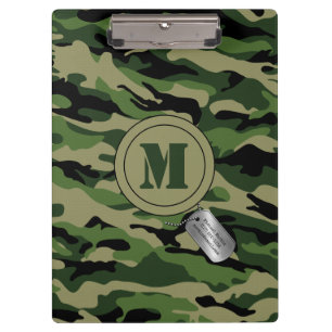 Pranchetas Camo Green Khaki Camouflage Monograma