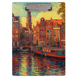 Pranchetas Canal Amsterdã guarda estilo van Gogh
