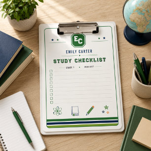 Pranchetas Capa Personalizada de Ciência Escolar Verde-Navy