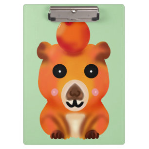 Pranchetas Capivara Fofa e Felpuda com Laranja   Ar Kawaii de