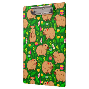 Pranchetas Capybara Sketch com Flores de primavera em Verde