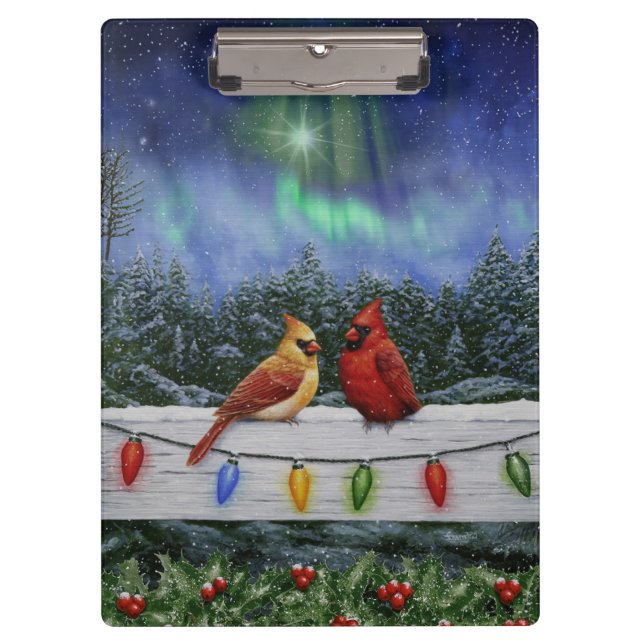 Pranchetas Cardinhos e Luzes de Natal Neve de inverno (Frente)