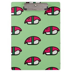 Pranchetas Caricatura Kawaii Sushi, Arroz de Peixe e Clipboar