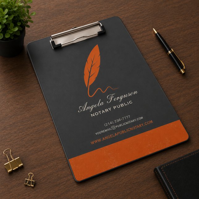 Pranchetas Carimbo Notarial Laranja Carvão Elegante (Criador carregado)