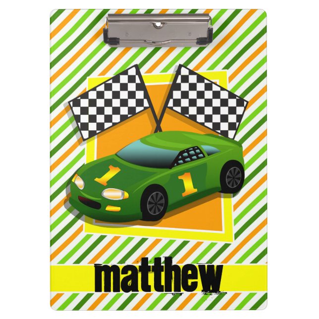 Pranchetas Carro Verde, Amarelo, e Cor Laranja, faixas (Frente)