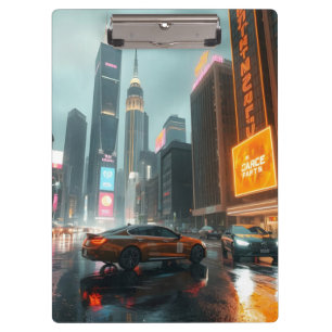 Pranchetas Carros da cidade de arranha-céu Cyberpunk